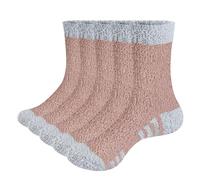 YUEDGE Womens Soft Cozy Khaki Fluffy Socks Plush Fuzzy Socks Thermal Warm Winter Sleeping Bed Socks for Women Ladies 4-7, Multipack, 5 Pairs