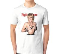 YUEFEIFAN Singer-Miley-Sexy-T-Shirt-100-Cotton-Singer-Cyrus-Music-Big-Face-Vintage-Plastic-Hearts-Album White