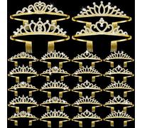 Yuefunny 24 Pcs Crystal Tiara Headbands for Women Princess Headband Crown with Combs Tiaras and Crowns for Pageant Bridal Wedding Prom Party Gifts, Chic, alloy and rhinestone