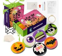 yuegool 6PCS Enchanted Oddities Punch Needle Coasters Kit - Easy DIY Embroidery Kit for Beginners, Adults & Kids | Includes Patterns, Tools, Yarns, Hoop, Instructions, Coaster Holder