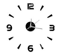 Yuehao Wall Clock, DIY Sticker Wall Clock Modern 3D Frameless Wall Clock Roman Numbers Mirror Stickers Art Wall Clock Home Decor Crafts Big Watch for Office Living Room Bedroom Coffee Shop(Black)