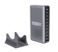 YUEHISY 10 Port USB C Charging Station, 1000W GaN III Pro Fast Charging Hub with LED Display, 140W PD PPS, Wide Compatibility, for Home Office Desk (UK Plug)