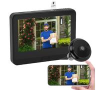 YUEHISY 1080P Wireless Peephole Camera, 4.3 Inch Color LCD Screen, 2 Way Intercom PIR Human Detection Door Monitor, for Home Security