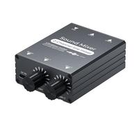 YUEHISY 2 Channel Audio Mixer, 2 in 1 Out 3.5mm Stereo Mixer with HIFI Sound, Dual Volume Control, Independent USB C Power, for PC Headphones