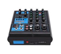 YUEHISY 4 Channel Sound Mixer with Dual Wireless UHF Microphone, RGB Mixing Console Bluetooth MP3 USB Interface 48V Phantoms for Home Karaoke DJ