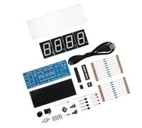 YUEHISY 4 Digit Digital LED Clock DIY Kit, Electronic DIY Kit with Temperature Display, Alarm and Timer, Auto Brightness Light Control, Transparent Case for Soldering Practice (Blue)