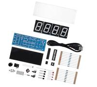 YUEHISY 4 Digit Digital LED Clock DIY Kit, Electronic DIY Kit with Temperature Display, Alarm and Timer, Auto Brightness Light Control, Transparent Case for Soldering Practice (White)