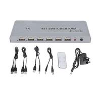 YUEHISY 4K 60HZ KVM Switcher, Multi-Viewer Quad Screen 4x1 with PIP, POP, 6 Viewing Modes, Quick View for Security Camera, PC, Laptop, Switcher (UK Plug)