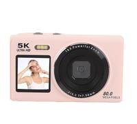 YUEHISY 5K Digital Camera, 80MP Autofocus 18X Zoom Digital Camera for Photography with Dual Screen, LED Flash, Compact for Adults Teens Beginners (Pink)