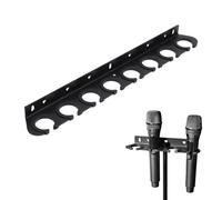 YUEHISY 8 Slot Multi Microphone Holder, Space Saving Mic Organizer Tray with Anti Roll Rings, Stand or Wall Mount, for Home Studio Church Stage
