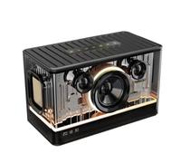 YUEHISY Bluetooth Speaker 45W, Wireless Portable Desktop Speaker with Dual Drivers, Strong Bass, Colorful RGB Lights, LED Time Display, for Home Party Travel