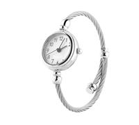 YUEHISY Bracelet Watch, Analog Quartz Open Wristwatch for Women Men, Arabic Numerals White Dial, Alloy Strap, Slim Round Case, Classic Retro Timepiece for Office Business Casual (Digital White Plate)