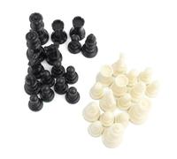 YUEHISY Chessmen Set, Plastic Chess Pieces for Adults, Noise Free Felt Base, Standard Size Replacement for Tournament, Travel Portable Kit, 32-Piece Black and White (Large king height 77mm)