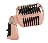 YUEHISY Classic Retro Microphone, Vintage Dynamic Microphone, Zinc Alloy Self Tensioning Rotating Rack, Unidirectional Cardioid Mic, Universal Stand Compatible (Rose Gold)