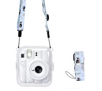 YUEHISY Clear PC Hard Shell Case for Instant Camera 13, Protective Cover with Adjustable Shoulder Strap, Snap Lock, Scratch Proof, for Travel Daily Photography (White)