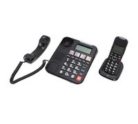 YUEHISY Corded Cordless Phone, Home Telephone with Large Backlit Display, Big Keys, Volume Control, Mute Function, Expandable Up to 5 Handsets (GB Plug)