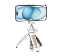 YUEHISY Desktop Tripod Phone Selfie Stick, 360° Rotating Ball Head 0.25" Expansion Hole, Ergonomic Portable Folding, for Mirrorless Camera Vlog Live Streaming (White)