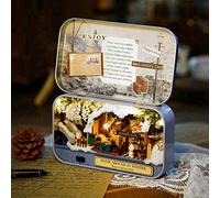 YUEHISY DIY Miniature Handmade Box Dollhouse Good Old Time Theme Mini Doll House with LED Light for Home Decoration, Collection, Adults and Kids Wood/Color/14.3 * 16.4 * 2.6cm (winter wandering)