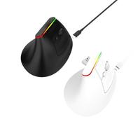 YUEHISY Ergonomic Mouse for Wrist Relief, Vertical 60° Grip, 2.4G BT5.2 Dual Mode, 800-1600 DPI, 6 Quiet Buttons, RGB Rechargeable for PC Laptop (Black)