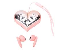 YUEHISY Heart Shape Earbuds, Twist Design, 4g Light (Pink)