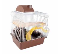 YUEHISY High Chassis Design 2 Tier Hamster Cage with Good Ventilation for Hamster Home, Suitable for, Guinea Pigs Plastic, Wire (Coffee)