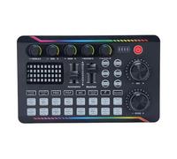 YUEHISY Live Sound Card, Podcast Production USB Sound Card Mixer Board for Live Streaming, Karaoke, Record Gaming, with DJ Mixer Effects Voice Changer