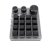 YUEHISY Macro Pad with 16 Customizable Keys & 3 Adjustable Knobs, BT 2.4G Wired Triple Connection, Mechanical Keypad Dynamic LED (Black)