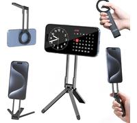 YUEHISY Magnet Tripod for IOS, Foldable Aluminum Alloy Holder Fit for IOS 12-16 Series & MagSafe, Multifunctional Selfie Stick & Desktop Stand (Black)