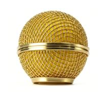 YUEHISY Microphone Grille Head, Metal, Anti-Distortion, Dust Proof (Gold)
