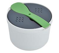 YUEHISY Microwave Rice Cooker 2L, Food Grade PP with Strainer & Steaming Pot, Complete Set, Dishwasher Safe (Green)