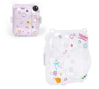 YUEHISY PC Instant Camera Protective Case, Clear Hard Shell Cover, Drop Proof Shock Absorbent, Full Access to Lens Buttons, Cartoon Design for Mini 12 Instant