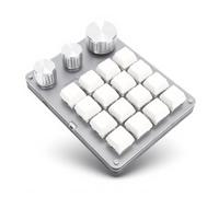 YUEHISY Programmable Macro Pad, 16 Custom Keys & 3 Knobs Mechanical Red Switches Wired Shortcut Keyboard, for Graphics, Video Editing, OBS (White)