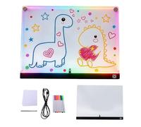 YUEHISY Rechargeable LED Drawing Board, 17 Inch Scratch Proof Acrylic Dry Erase Board with Stand & 7 Markers, 7 Light Effects, for Doodle Memo
