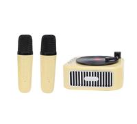 YUEHISY Retro Mini Karaoke Machine, Portable Bluetooth Speaker with 2 Wireless Mics, HiFi Sound & 4 Voice Changers, 5H Playtime for Kids Adults Home Party (Yellow)