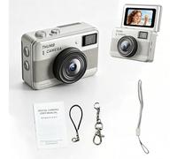 YUEHISY Small Keychain Digital Camera, 1.47 In Screen Digital Camcorder, Portable Video Recorder Keychain, 180 Flip Screen, LED Light, for Trave (Beige)