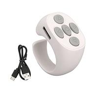 YUEHISY Smart Ring Controller, BT 5.3 Wireless Remote Page Turner, Scroll Up & Down, 10m Range, 30mAh Rechargeable, Turn Pages for E Books (White)