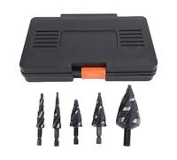 YUEHISY Step Drill Bit Set, 4 Spiral Flute High Speed Steel Step Bits, with Storage Case, Etched Size Markers, for Aluminum, Wood, Plastic, Metalwork