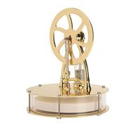 YUEHISY Stirling Engine Motor Model Gold Low Noise Science Experiment Toy | Glass tube, Alcohol lamp for direct piston observation, Four anti skid pads at bottom for stable operation