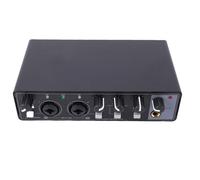 YUEHISY USB Audio Interface, Portable Sound Card with Independent Gain Knobs, Low Cut Filter, Loopback Function, Metal Casing for Home Studio (Black)