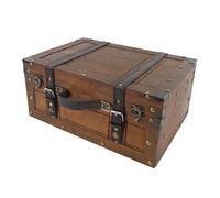 YUEHISY Vintage Handbag Wooden Chest, Decorative Retro Suitcase, PU Leather Handle, Captivating Elegance for Home, Photography Props, Storage (Large)