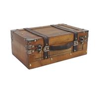 YUEHISY Vintage Handbag Wooden Chest, Decorative Retro Suitcase, PU Leather Handle, Captivating Elegance for Home, Photography Props, Storage (Small)