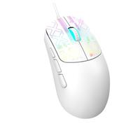 YUEHISY Wired Mouse, 3600DPI 6 Key Gaming Wired Mouse with RGB Backlit, 4 Adjustable Moving Speeds, Ergonomic Design, USB 2.0, for PC Laptop (White Light Color)