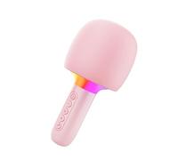 YUEHISY Wireless Bluetooth Karaoke Microphone, Portable Ergonomic Singing Mic with Ergonomic Design, Stereo Speaker, RGB Lights, for Party KTV Home (Pink)