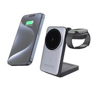 YUEHISY Wireless Charger, 3 in 1 Foldable Magnetic Charging Station with Multiple Protections for Phone Watch Earbuds