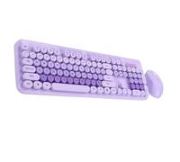 YUEHISY Wireless Keyboard and Mouse Combo, 104 Keys Typewriter Style Retro Keyboard with Round Keycaps, Cute Design, for PC Laptop (Purple)