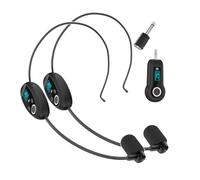 YUEHISY Wireless Microphone Headset for 2 People, Lightweight Ergonomic, Adjustable Gooseneck, Stable Sound, Noise Free, for Conference Teaching