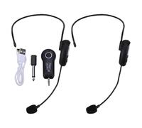 YUEHISY Wireless Microphone System, 160ft Range 2.4G UHF Headset Mic with Dual 3.5mm/6.35mm Plug for PA Speaker, Amplifier, Teaching, Fitness, Guide (1 for 2)