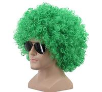Yuehong Short Fluffy Curly Green Disco Afro Wig Clown Costume Anime Cosplay Fancy Funny Hair with Heat Resistant Synthetic Fibers for Unisex Men Women (Green)