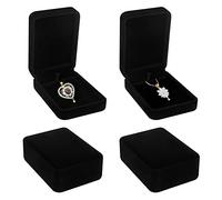 Yuehuabao 4 Pieces Necklace Gift Box, Velvet Jewellery Gift Case Black Necklace Display Box for Wedding Birthday Anniversary