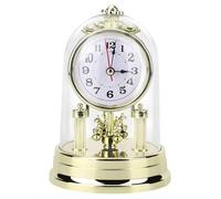 Yuehuamech Mantel Clocks European Vintage Clock Silent Table Clock Antique Non-Ticking Desk Watch Retro Gold Clocks for Living Room Office Home Tabletop Shelf Desktop Decor